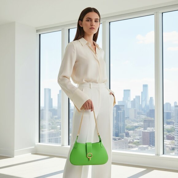 NWT $385 SANDRO Sweet Janet Chain Bag Vert Pomme Apple Green - Picture 4 of 16